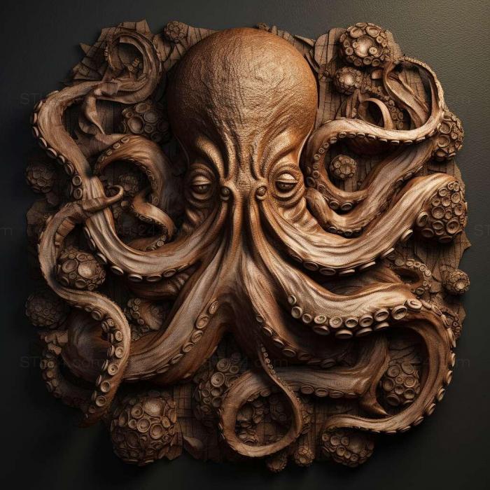 Nature and animals (octopus 3, NATURE_163) 3D models for cnc